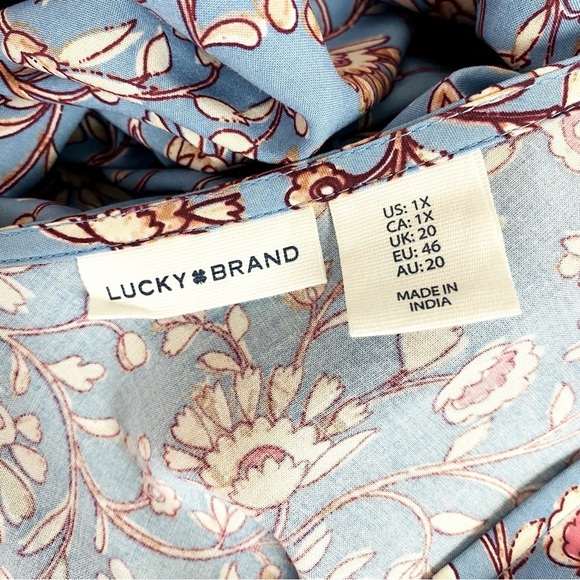 Lucky Brand Boho Floral V-Neck Gather Waist Maxi Dress Size 1X - Picture 6 of 7